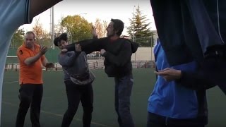 Brutal agresión de un padre a una madre en un partido de fútbol base en Logroño