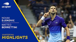 Novak Djokovic vs Matteo Berrettini Highlights | 2021 US Open Quarterfinal