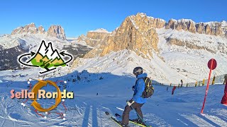 Sella Ronda Dolomites Italy Clockwise orange pt 2. Passo Pordoi p. Sella. World Largest Ski Carousel