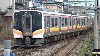 【4K】JR越後線　普通列車E129系電車　内野駅到着