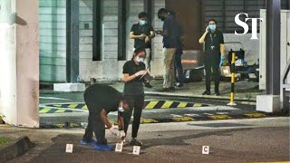 Knife-wielding man shot by police: Scenes outside Clementi Neighbourhood Police Centre