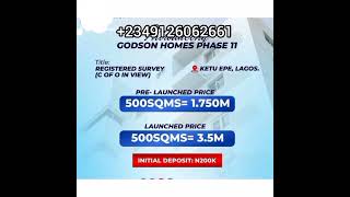 Cheapest Dry Land For Sale In Epe Lagos | GODSON HOMES PHASE 11 #+2349126062661 #video