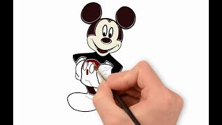 Drawing for kids - How to draw Mickey Mouse, easy