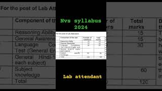 NVS syllabus lab attendant 2024. #nvs #labtechnician