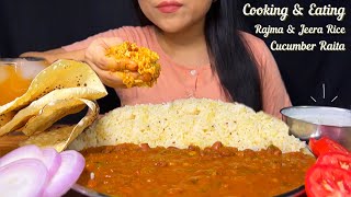 Cooking \u0026 Eating Rajma Masala, Jeera Rice, Raita \u0026 Papad | Mukbang | ASMR | Rajma Chawal |