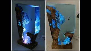 Ocean Night Lamp  | Resin Art | Wood Carved Epoxy Lamp| DIY Underwater SCUBA DIVER Night Lamp