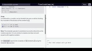 Lesson 20 | Basic JavaScript | Finding a Remainder in JavaScript