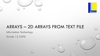 Arrays – Loading a 2D array from a text file