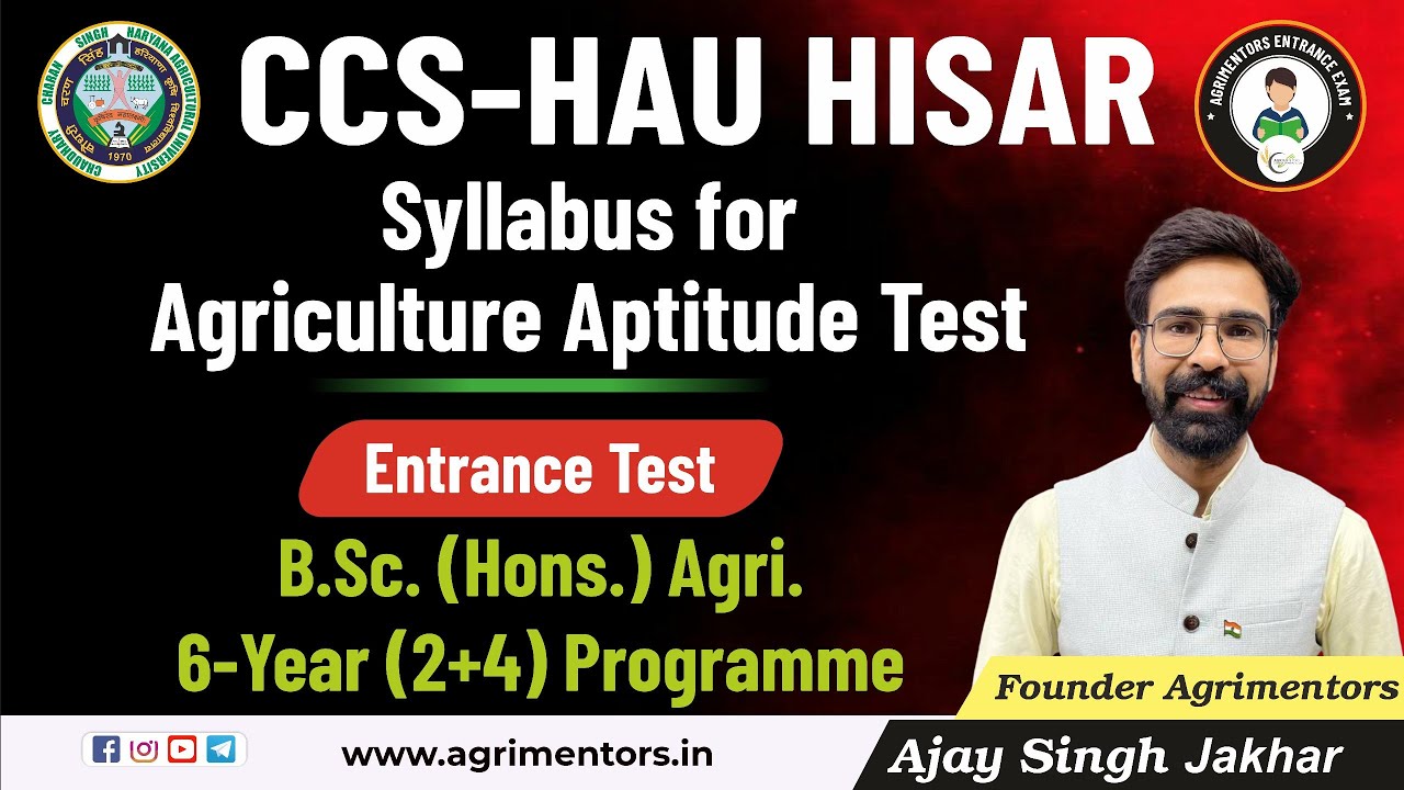 CCSHAU, Hisar | Syllabus For Agriculture Aptitude Test | B.Sc. (Hons ...