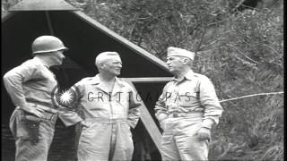 General Walter Kruger and Major General Swift visit 25th Infantry Division in Luz...HD Stock Footage