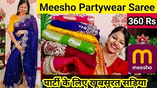 ✨ Meesho Partywear Saree Haul 🥰 Latest Designer Saree Haul/Georgette saree/Silk saree wedding party