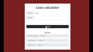 Simple Loan Calculator App using jQuery in JavaScript