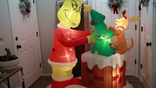 Gemmy Christmas Airblown Inflatable 6ft Animated The Grinch Pulling Tree from Chimney Review