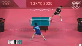 東京オリンピック　男子団体　3位決定戦　日本vs韓国　4試合目　水谷隼vsチャン・ウジン