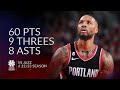 Damian Lillard 60 pts 9 threes 8 asts vs Jazz 22/23 season