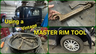 Using a MASTER RIM TOOL on a split rim from our 1927 Dodge Brothers Sedan. Now all 4 tires hold air.