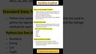 variables in python #shorts #youtubeshorts #python #pythonprogramming