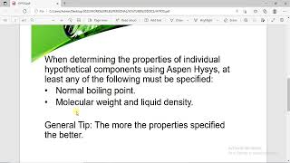 How to Properly Specify Hypo-components in Aspen Hysys