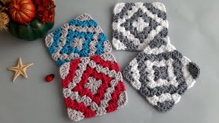 easy-to-make kilim pattern motif model (English subtitles) / #crochet new motif samples