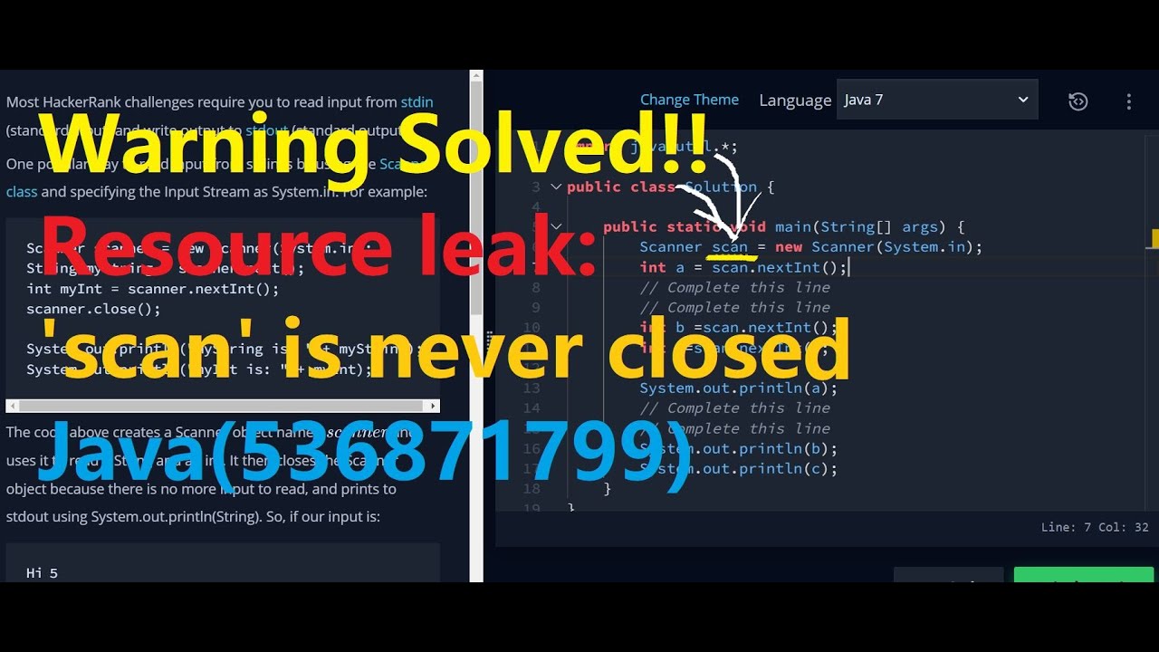 Java Stdin Stdout II HackerRank | Warning Solved! Resource Leak: 'scan ...