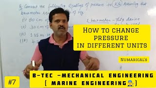 numerical on pressure, how to change pressure in different units