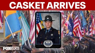 Delaware State Police Cpl. Matthew T. 'Ty' Snook's casket arrives ahead of funeral