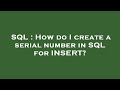 SQL : How do I create a serial number in SQL for INSERT?