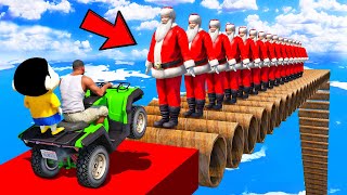 SHINCHAN AND FRANKLIN TRIED THE SANTA CLAUS GIFT ON CHRISTMAS PARKOUR CHALLENGE WITH BIKE IN GTA 5