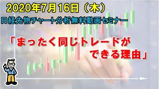 【まったく同じトレードができる理由】2020年7月16日（木）　日経先物チャート分析無料動画セミナー