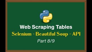 Web Scraping Tables with Python Series - Selenium | Beautiful Soup | API Scraping [Part 8/9]