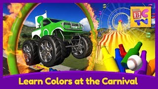 Learn Colors for Kids with Monster Trucks and a Fun Carnival Game