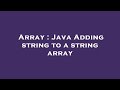 Array : Java Adding string to a string array