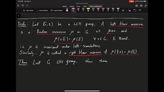 Abstract Harmonic Analysis - Lecture 2 part 1