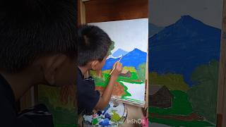 MELATIH IMAJINASI ANAK  DENGAN BERSENI. @pasaarifinarifin1220 #artwork #childrenpaint