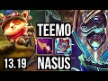 TEEMO vs NASUS (TOP) | 400+ games, 5/2/6, 900K mastery | EUW Master | 13.19