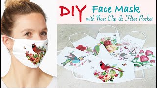 DIY an Easy and Fast Face Mask With Nose Clip \u0026 Filter Pocket Sewing Tutorial 缝简单省时有鼻梁造型钢丝和装过滤布口袋的口罩