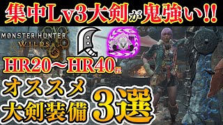 【集中大剣が強すぎる】HR20～HR40オススメ大剣装備3選！！アルシュベルド実戦付き【モンハンワイルズ】