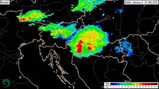 Giant hailstorm in Slovenia and Croatia on radar time lapse video