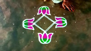 ipasi madham special 7x1dots beautiful lotus flower rangoli/easycolorrangoli/gokulramya kolangal