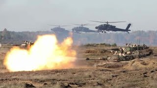 미 육군 아파치 공격헬기 초근접항공지원 실사격! M1A2 전차,  AH-64 아파치 공격헬기 등 동원된 미 육군 기갑여단,  공격헬기대대와 폴란드군의 '빅토리 이글' 연합훈련