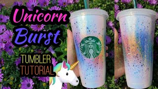 Unicorn Burst tumbler tutorial on a Starbucks cup | Epoxy on a Starbucks cup