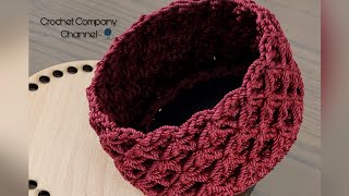 كروشيه باسكت/سله بخيط المكرميه _ Crochet basket