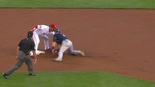 MIL@CIN: Pena catches Gennett stealing second