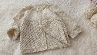 Can Hırka 💟 Unisex 1 year old child cardigan, full tutorial with subtitles