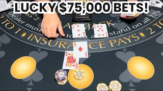 Single Deck Blackjack | $400,000 Buy In | EPIC ROLLERCOASTER Session! Getting Lucky With $75K Bets!