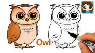 How to Draw an Owl Easy🦉 Emoji