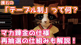 【MHRise】護石の「テーブル制」って何？マカ錬金の抽選システム仕様と無限再抽選の仕組みなどについて解説！【モンハンライズ】