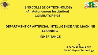 Inheritance| object oriented programming |SNS Institutions