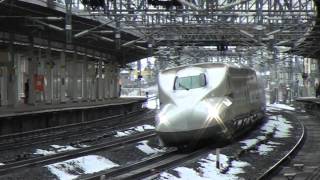 新幹線N700系（SHINKANSEN N700)　融雪スプリンクラーの中、米原駅通過