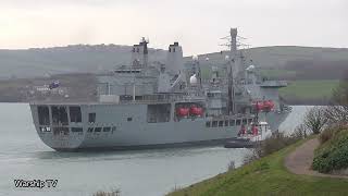 RFA FORT VICTORIA A387 ENTERS DEVONPORT NAVAL BASE FROM MOUNT WISE - 17th March 2022